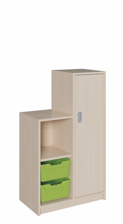 SideStep Schrank 80/120 cm, 2 ErgoTray Boxen L/1 Tür